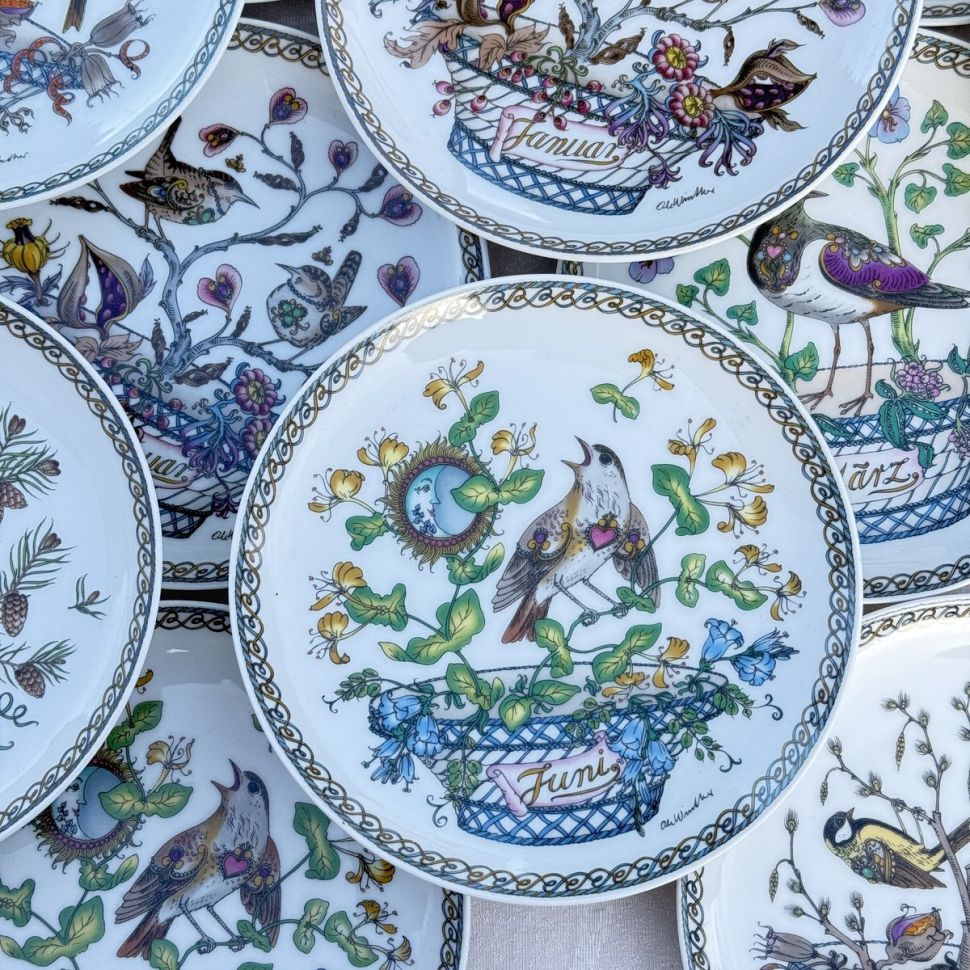 Тарелка Hutschenreuther Февраль Синица 16 см Германия