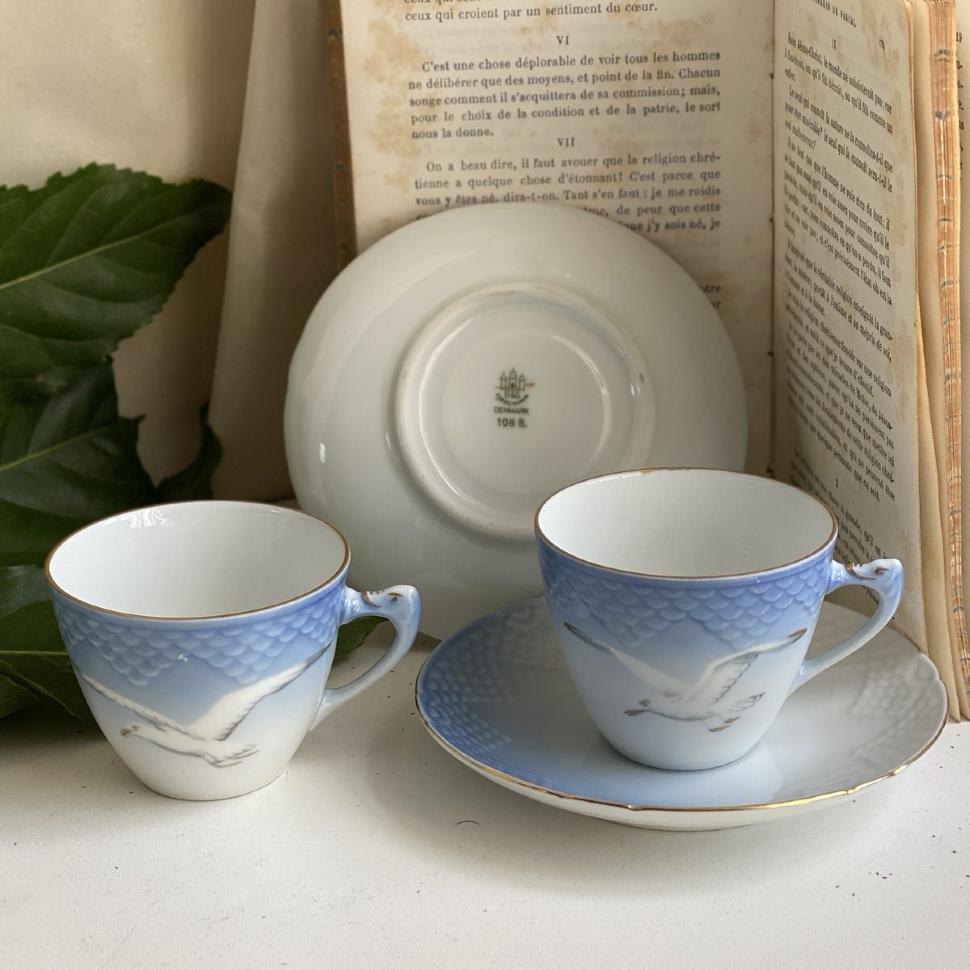 Кофейная пара чайка 100 мл Copenhagen Porcelain Denmark (трещина)