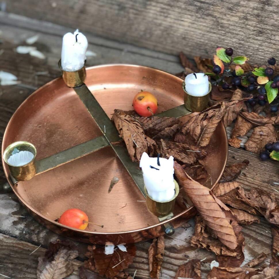 Подсвечник круглый на 4 свечи медь латунь Швеция