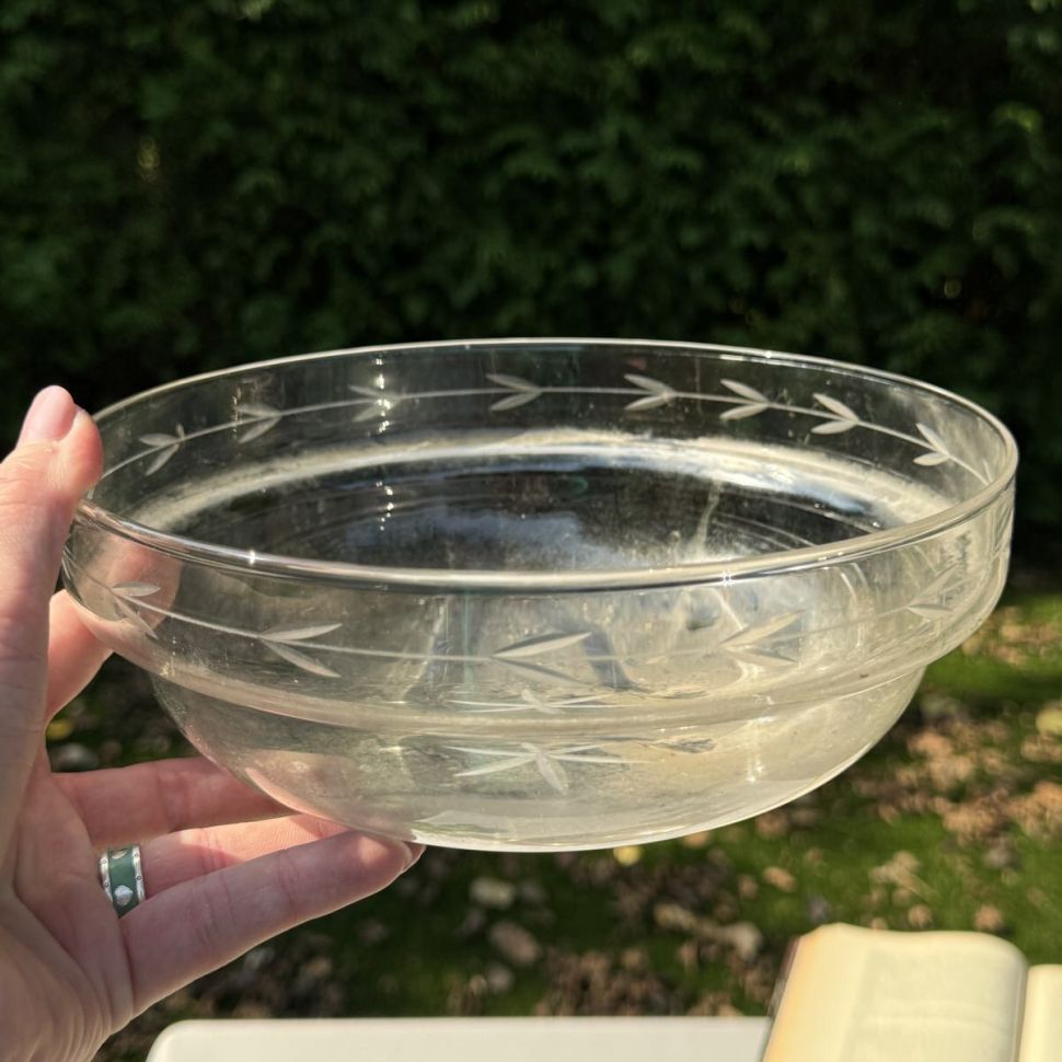 Блюдо фруктовница на ножке с чашей 24 см серебрение стекло