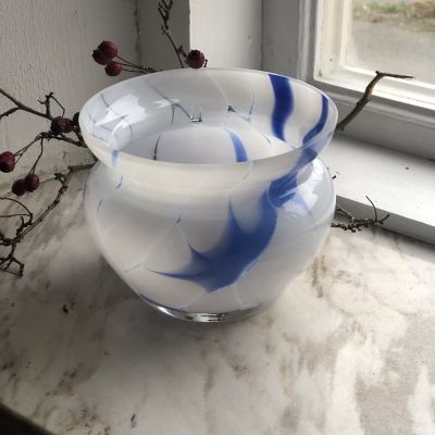 Ваза салатник конфетница синий опал хрусталь