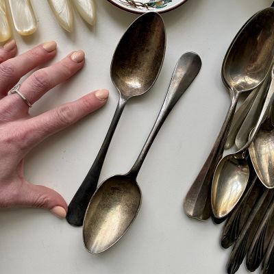 Ложка столовая 21 см Rotterdam мельхиор патина гравировка