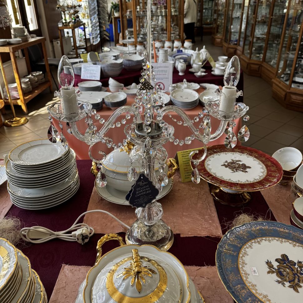 Лампа настольная Жирандоль Elite Bohemia 2 лампы Чехия хрусталь