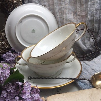 Бульонная пара белая с золотом, Rosenthal