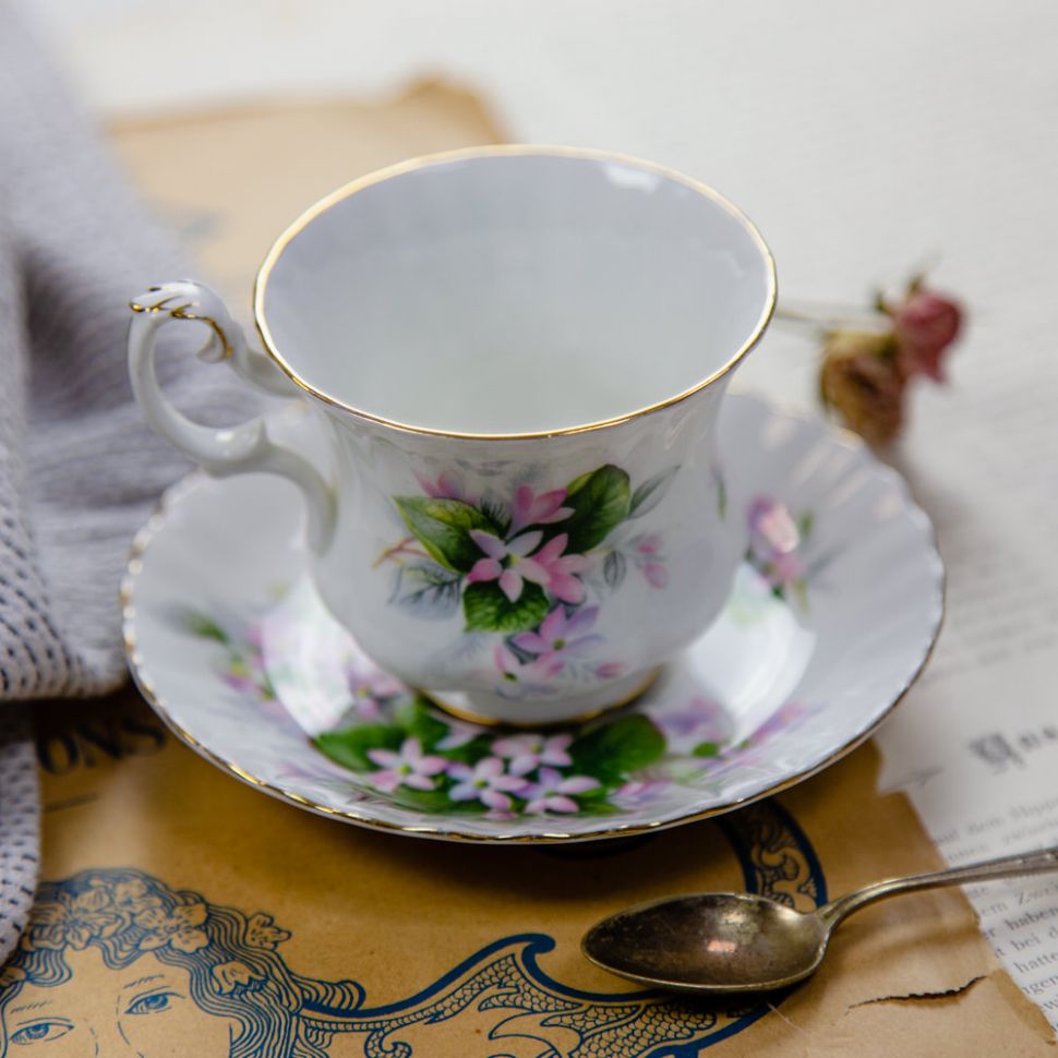 Кофейная пара Royal Albert Mayflower 130 мл фарфор Англия  