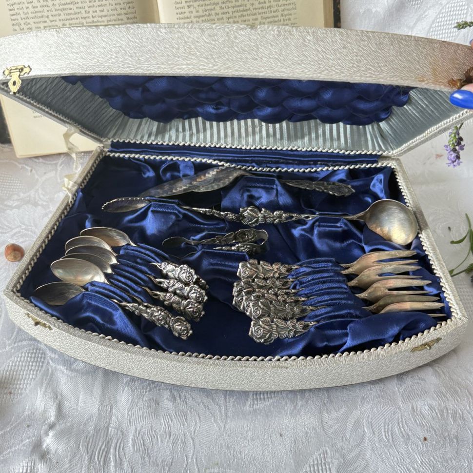 Набор десертных приборов Хильдесхаймская роза серебрение 