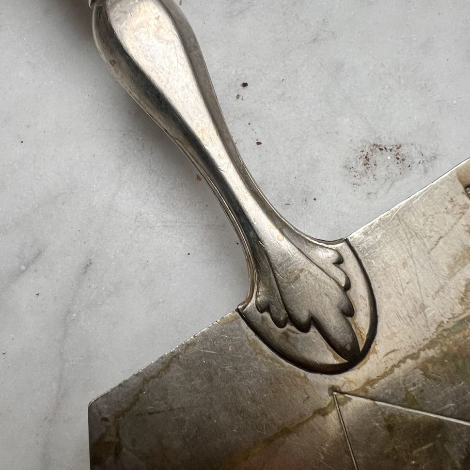 Лопатка и нож сервировочные мельхиор серебро