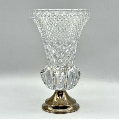 Ваза на постаменте 21 см хрусталь серебрение