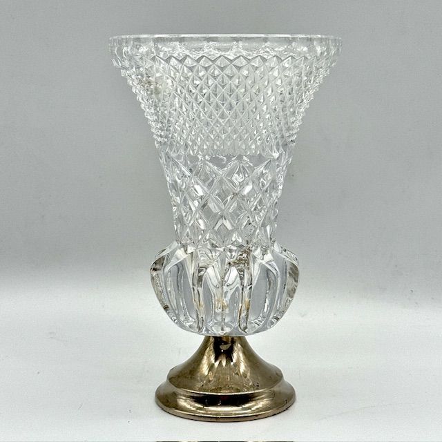 Ваза на постаменте 21 см хрусталь серебрение