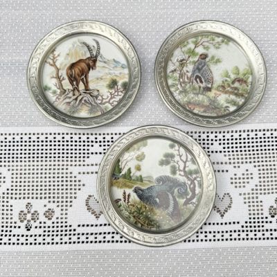 Блюдце подставка Vohenstrauss Куропатка 10 см олово Германия