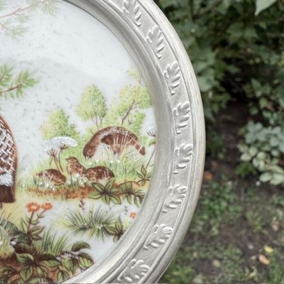 Блюдце подставка Vohenstrauss Куропатка 10 см олово Германия