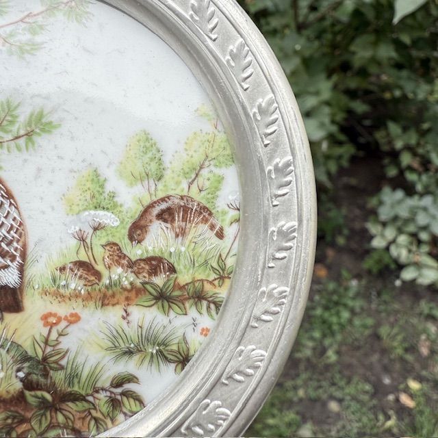 Блюдце подставка Vohenstrauss Куропатка 10 см олово Германия