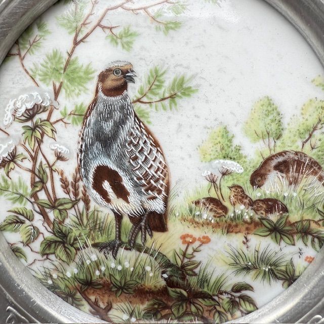 Блюдце подставка Vohenstrauss Куропатка 10 см олово Германия