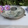 Менажница на крутящемся блюде 33 см мельхиор серебрение хрусталь Франция
