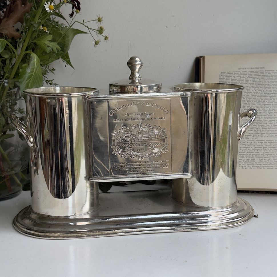 Кулер для вина на 2 бутылки Chateau Cos d'Estournel серебрение Франция