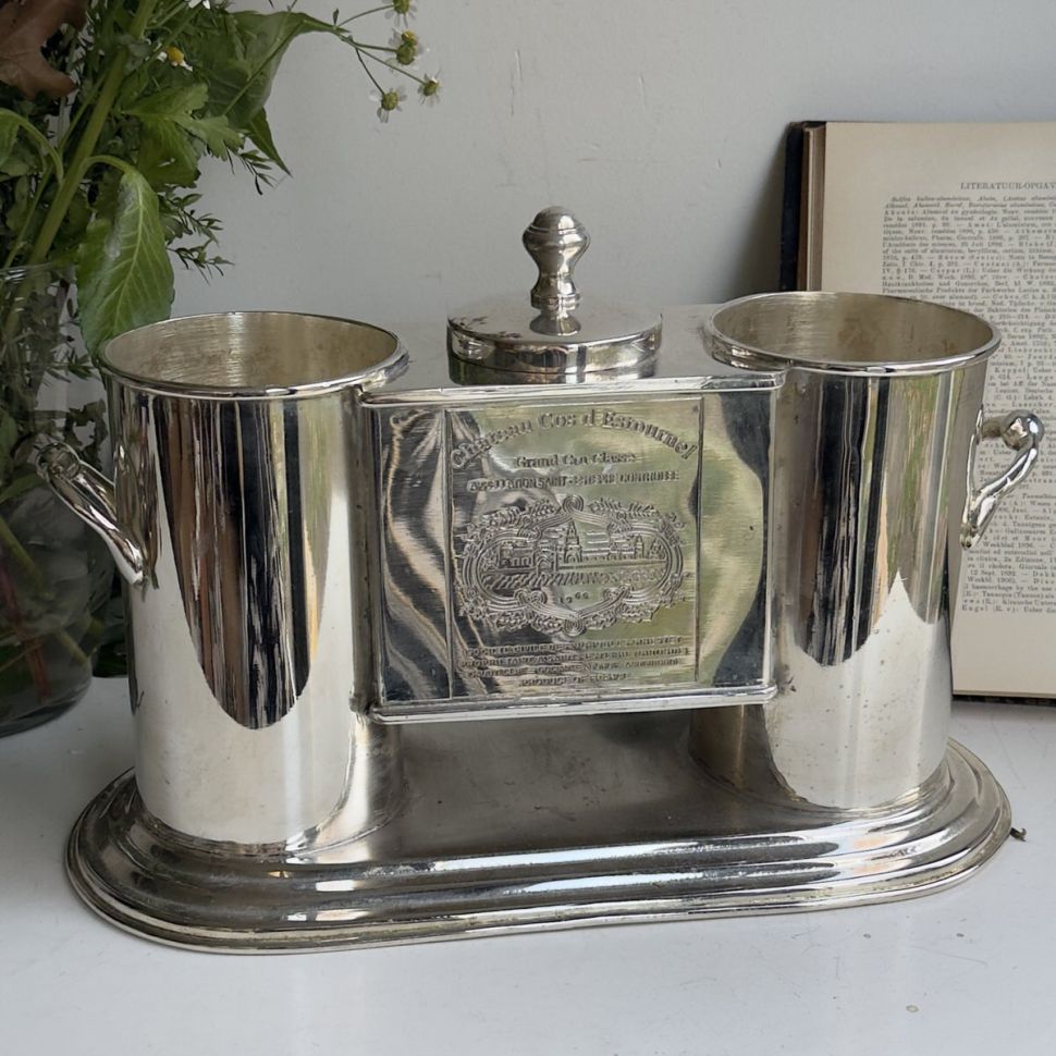 Кулер для вина на 2 бутылки Chateau Cos d'Estournel серебрение Франция