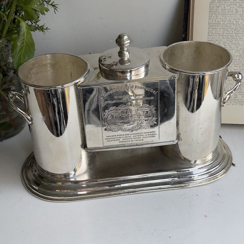 Кулер для вина на 2 бутылки Chateau Cos d'Estournel серебрение Франция