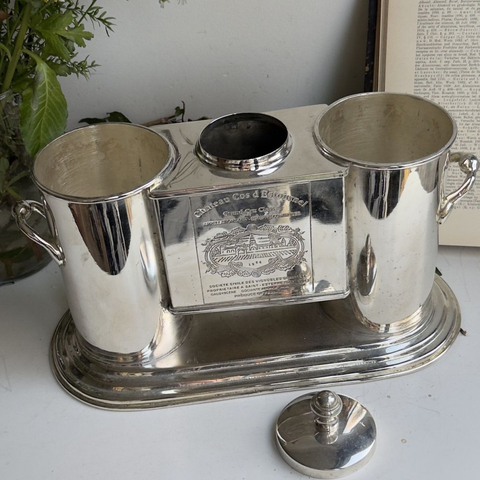 Кулер для вина на 2 бутылки Chateau Cos d'Estournel серебрение Франция