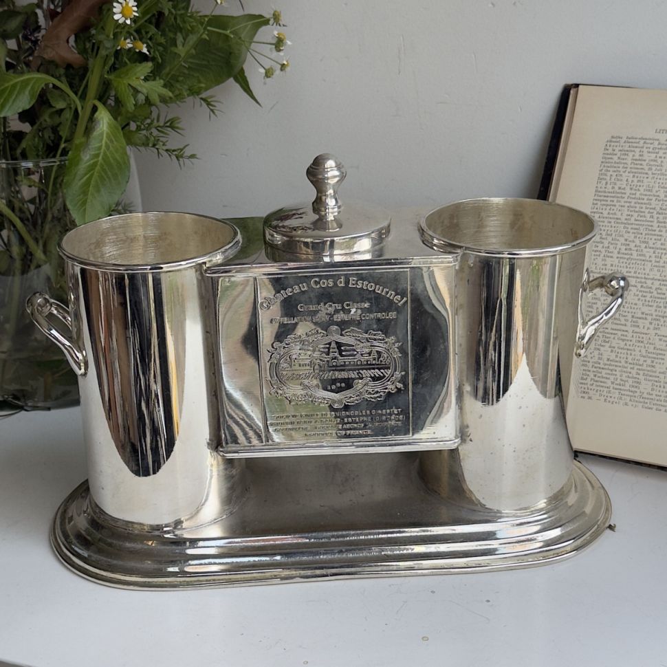 Кулер для вина на 2 бутылки Chateau Cos d'Estournel серебрение Франция