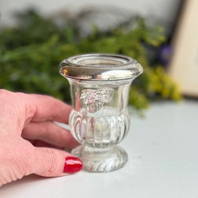 Ваза мини Лев 8 см хрусталь стекло серебрение