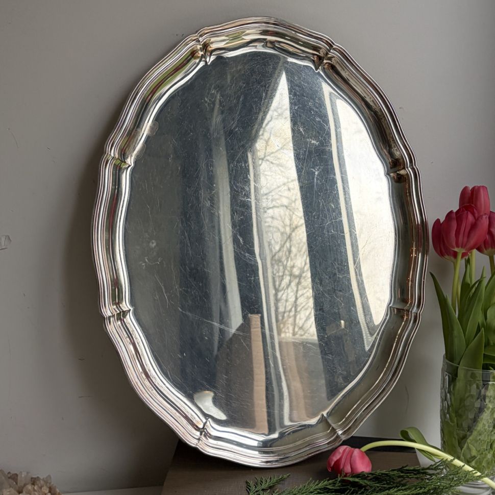 Блюдо поднос овальное 47 см серебрение 