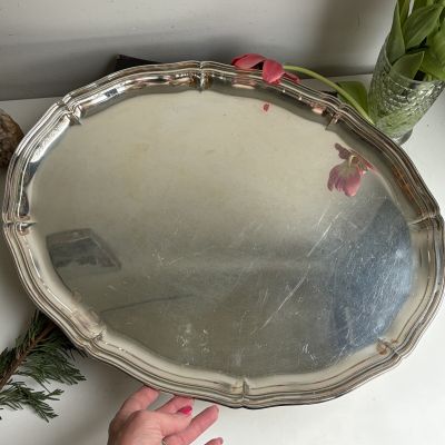 Блюдо поднос овальное 47 см серебрение 
