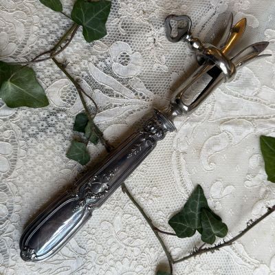 Зажим рукоять для сервировки мяса на кости серебрение сталь Франция