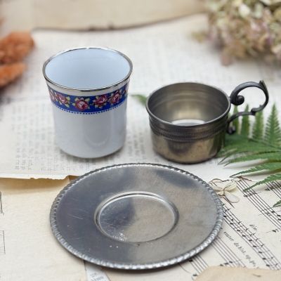 Кофейная пара в оловянном подстаканнике 100 мл фарфор Германия