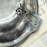 Блюдо сухарница 27 см с ручкой мельхиор патина