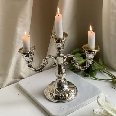 Подсвечник на три свечи 23 см серебрение