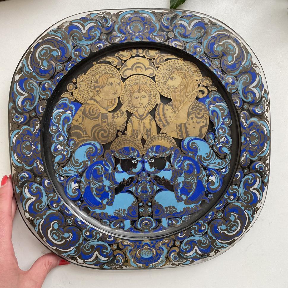 Блюдо витраж 29 см Rosenthal 1979 Рождественское 