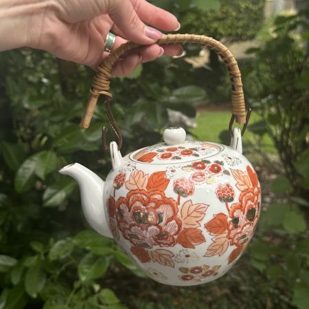 Чайник с бамбуковой ручкой 1 л фарфор изъян