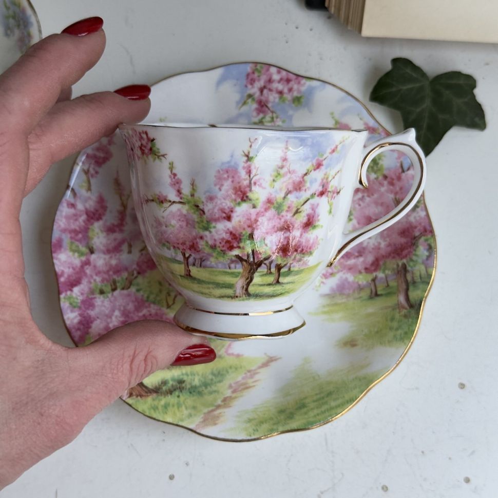 Чайная пара Royal Albert Blossom Time 200 мл 1950-е гг. Англия 