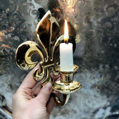 Подсвечник настенный латунь, Лилия