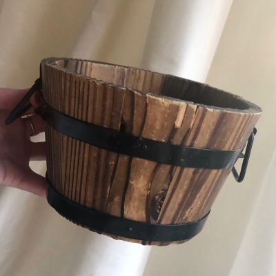 Ведро кадка дерево с металлическими кольцами
