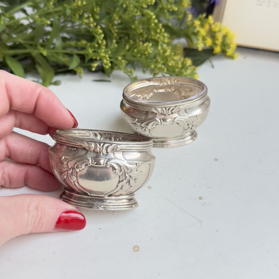 Солонка Ампир 6 см стекло серебро Франция