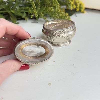 Солонка Ампир 6 см стекло серебро Франция