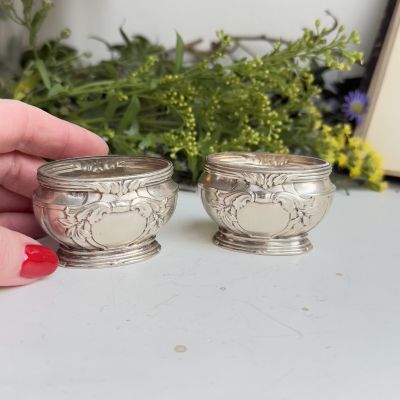 Солонка Ампир 6 см стекло серебро Франция