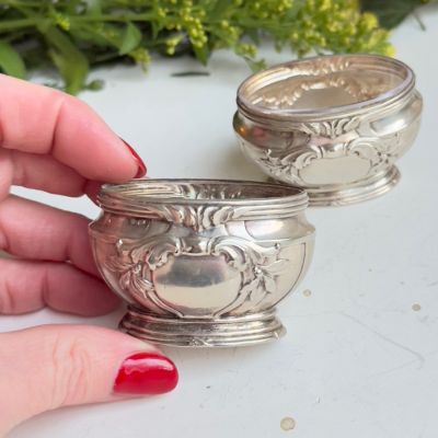 Солонка Ампир 6 см стекло серебро Франция