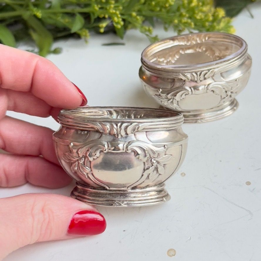 Солонка Ампир 6 см стекло серебро Франция