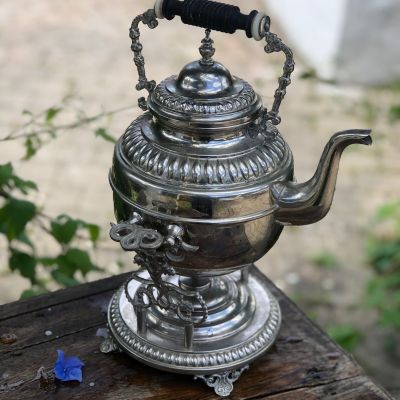 Чайник 2,5 л на греющей подставке мельхиор 19 век