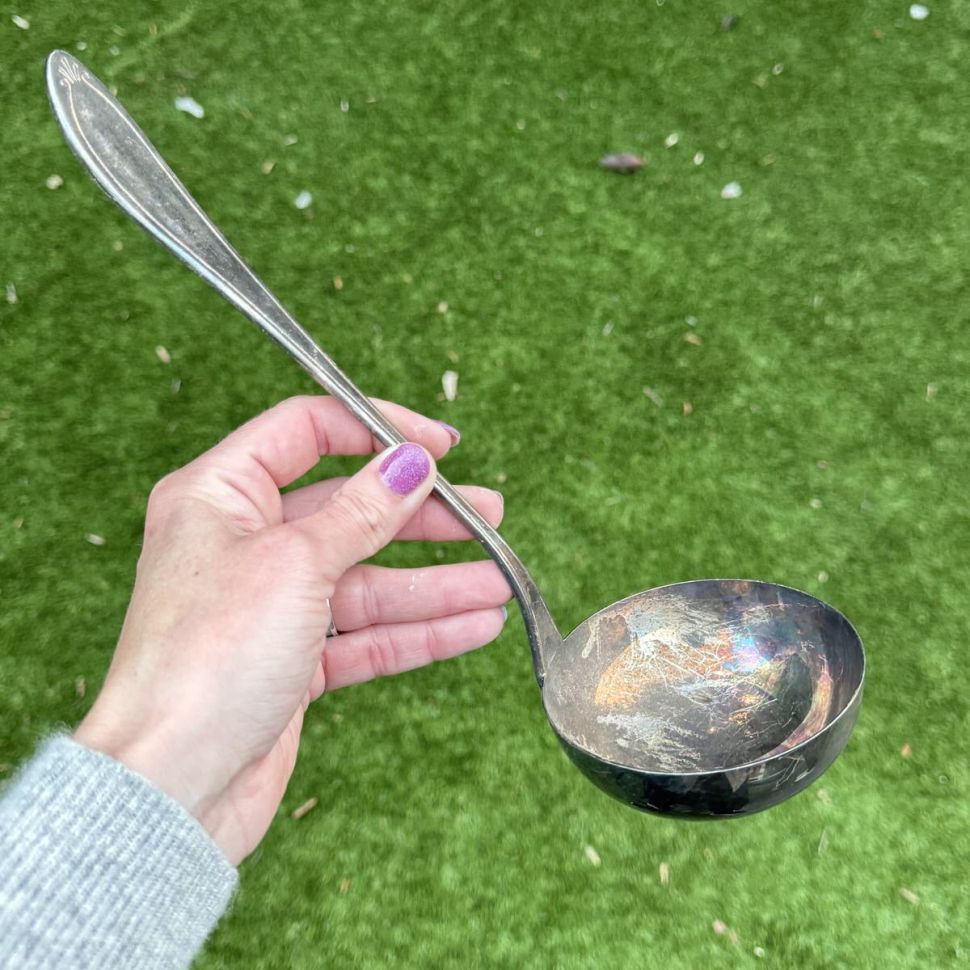 Половник 30 см сталь серебрение патина