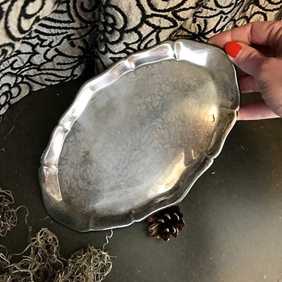 Блюдо-поднос овальное малое, мельхиор