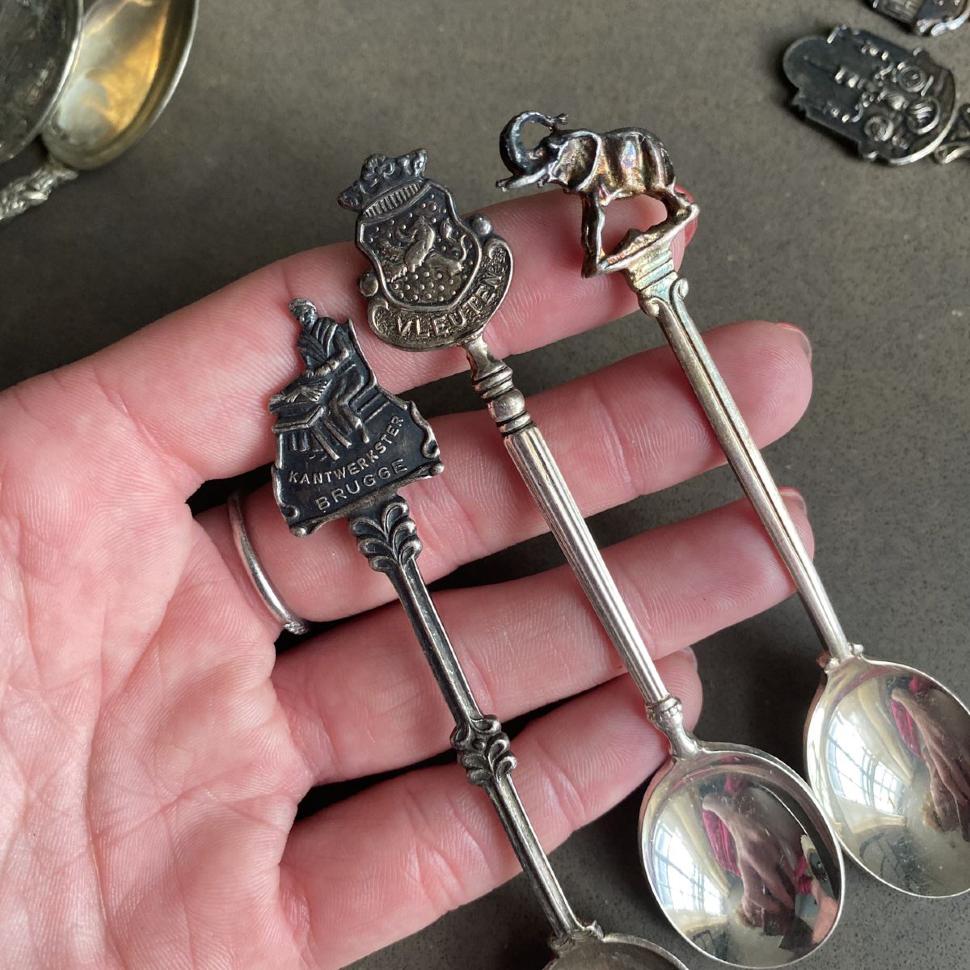 Ложка кофейная 11 см набор 3 шт мельхиор Брюгге Флейтен и слон