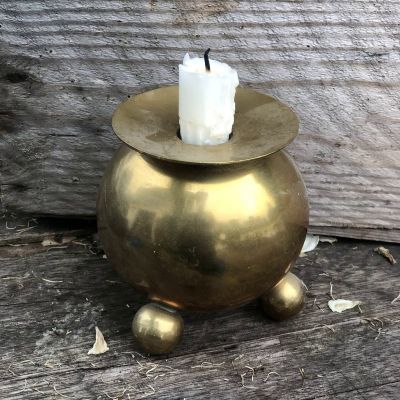 Подсвечник Шар на трех ножках латунь