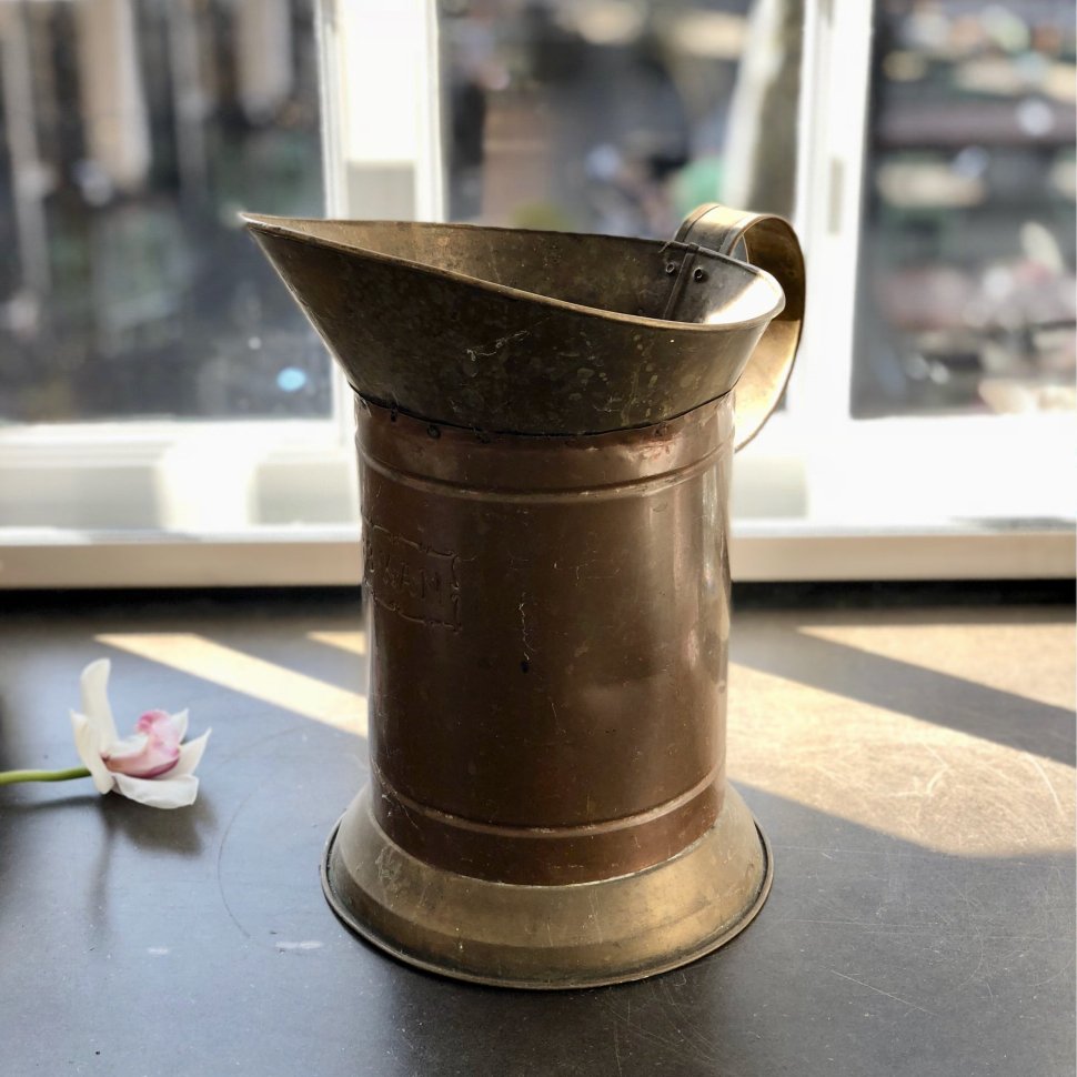 Кувшин ведро с ручкой, медь и латунь 3 л.