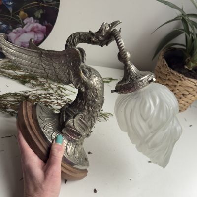 Лампа настенная Грифон 28 см стекло мельхиор Франция