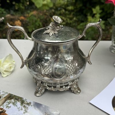 Сахарница 19 см олово Англия середина 19 века