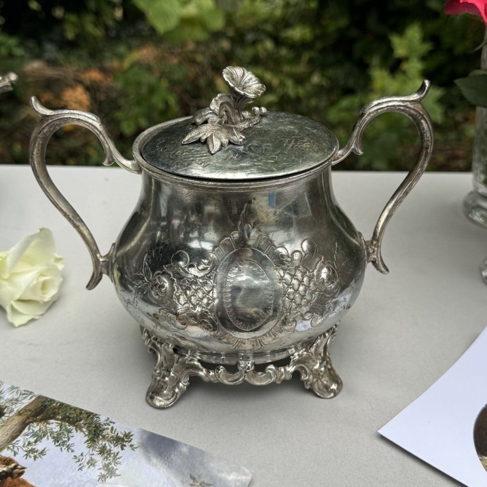 Сахарница 19 см олово Англия середина 19 века