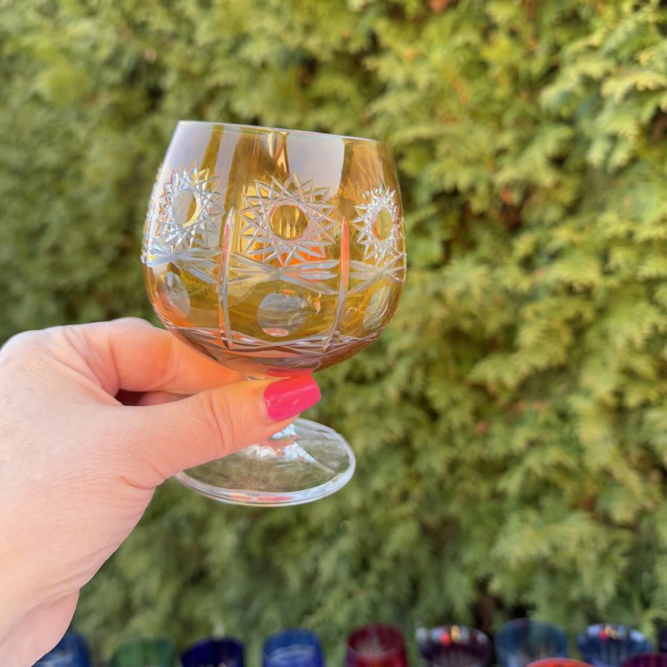 Бокал для коньяка янтарный 300 мл накладной хрусталь Германия дизайн 4